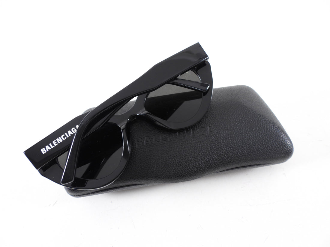 Balenciaga Black Acetate Cat Eye Sunglasses BB0073