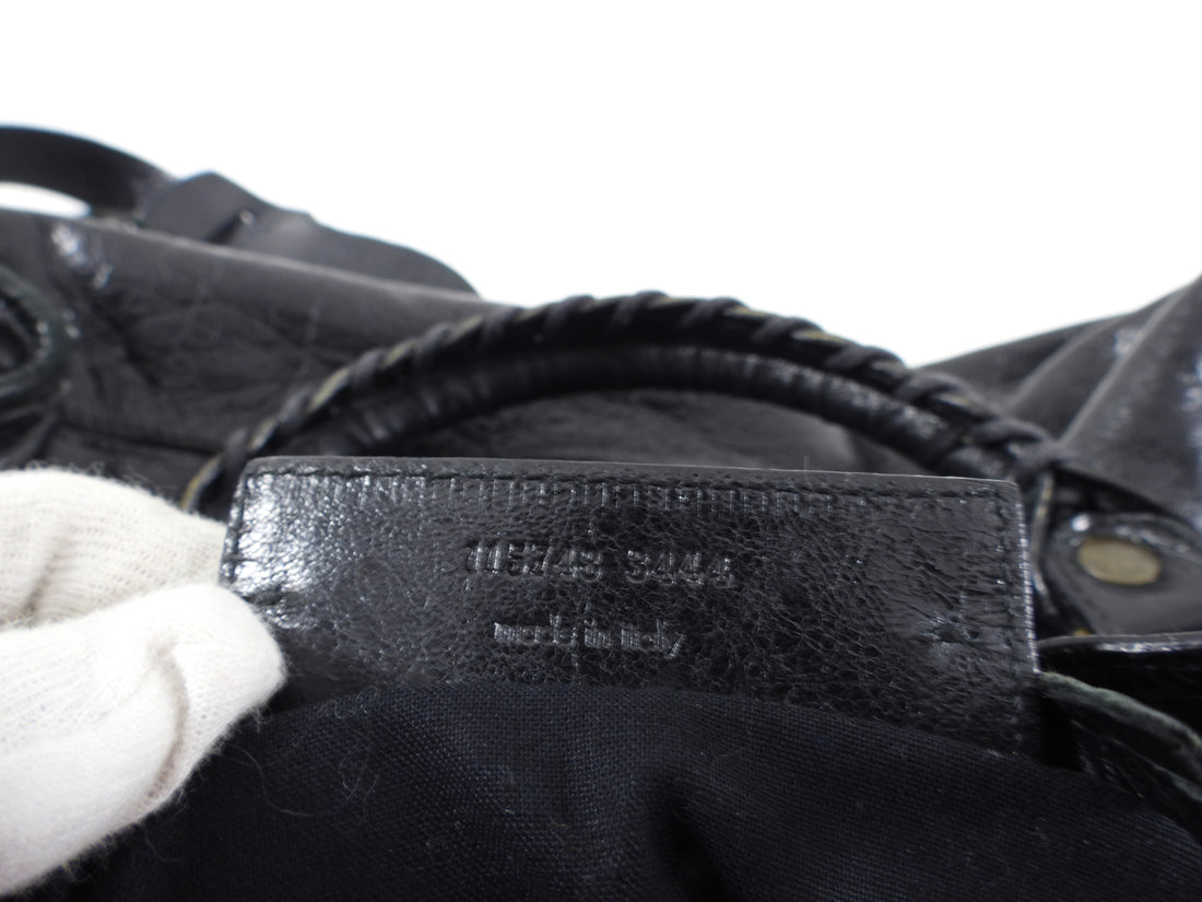 Balenciaga Black Lambskin Leather City Bag