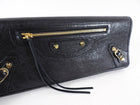 Balenciaga Black Leather East West Long Le City Clutch Bag