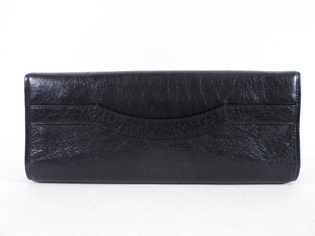 Balenciaga Black Leather East West Long Le City Clutch Bag