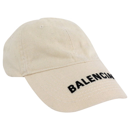 Balenciaga Wardrobe Cream Logo Baseball Cap - L