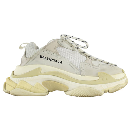 Balenciaga Ivory Leather Mesh Triple S Sneakers - 36