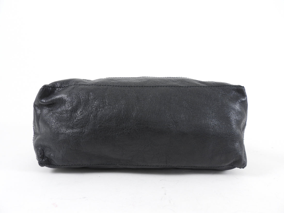 Balenciaga Black Leather Giant Day Shoulder Hobo Bag SHW