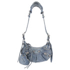 Balenciaga Blue Denim Le Cagole Crystal Strass XS Shoulder Bag