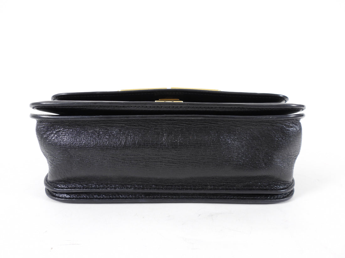 Balenciaga Black Leather Gossip BB Logo Shoulder Bag