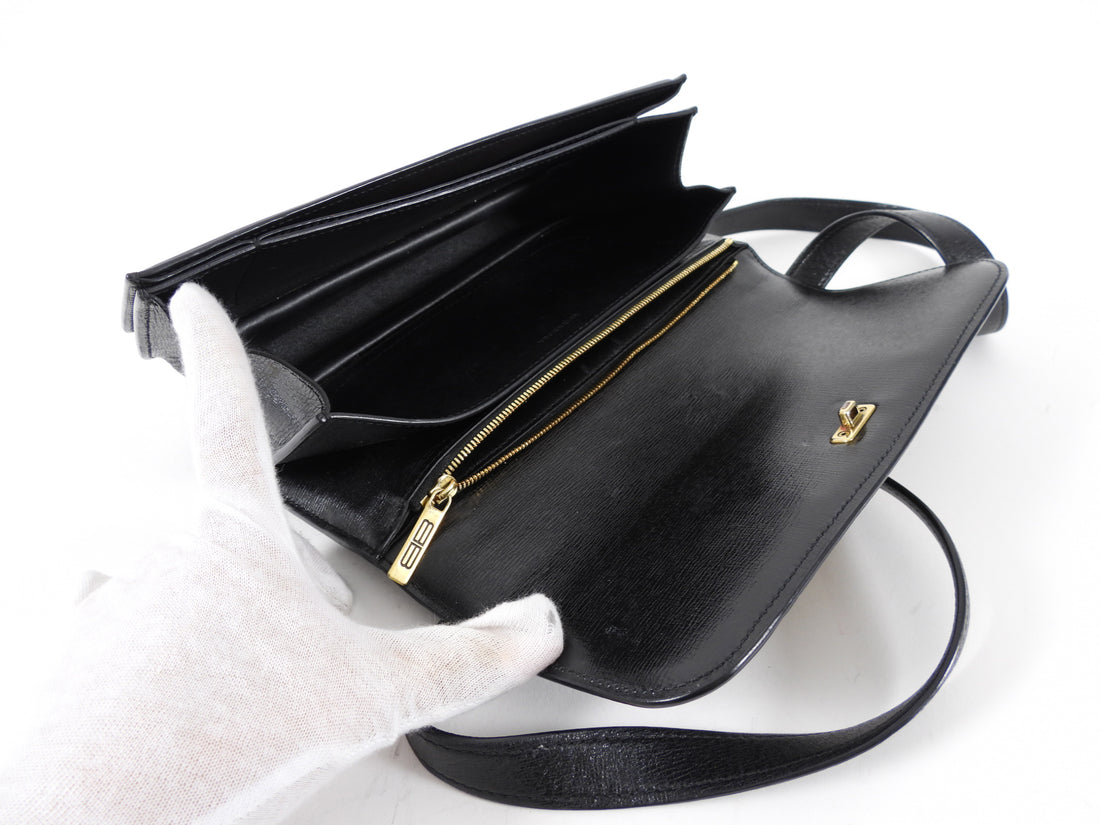 Balenciaga Black Leather Gossip BB Logo Shoulder Bag