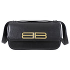 Balenciaga Black Leather Gossip BB Logo Shoulder Bag