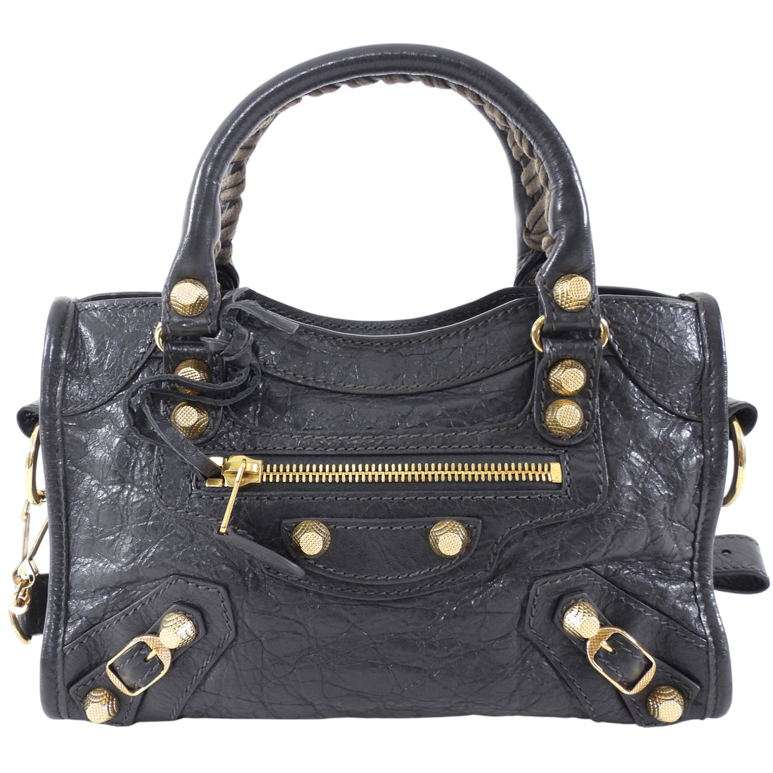 Balenciaga Slate Grey Mini City Bag Gold Giant Hardware
