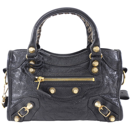 Balenciaga Slate Grey Mini City Bag Gold Giant Hardware