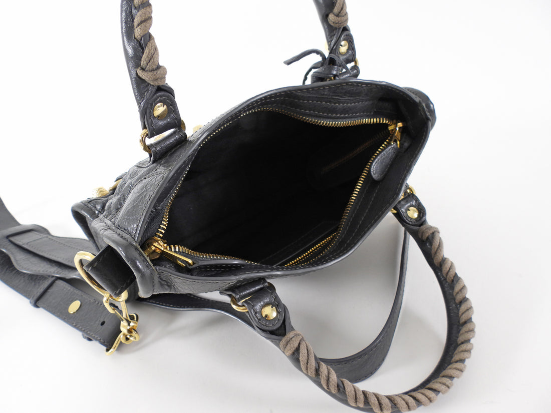 Balenciaga Slate Grey Mini City Bag Gold Giant Hardware