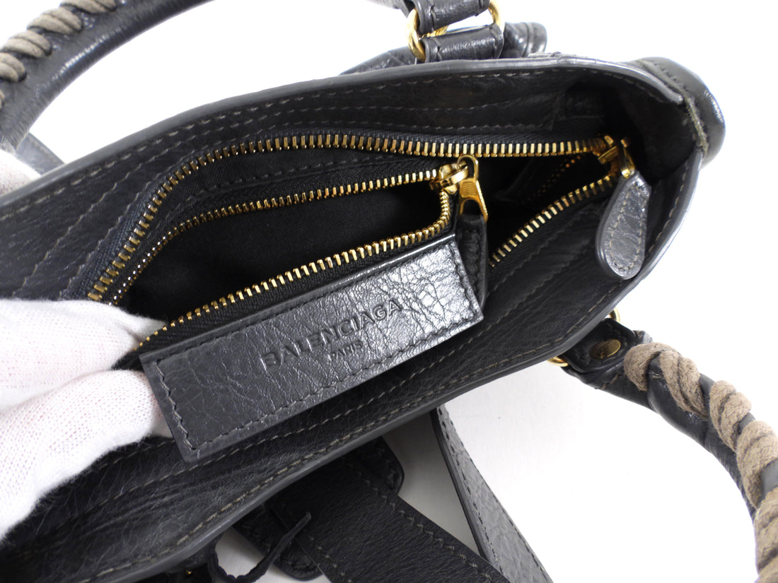 Balenciaga Slate Grey Mini City Bag Gold Giant Hardware