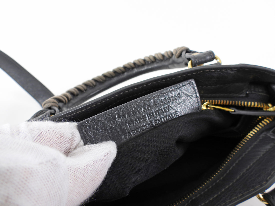 Balenciaga Slate Grey Mini City Bag Gold Giant Hardware