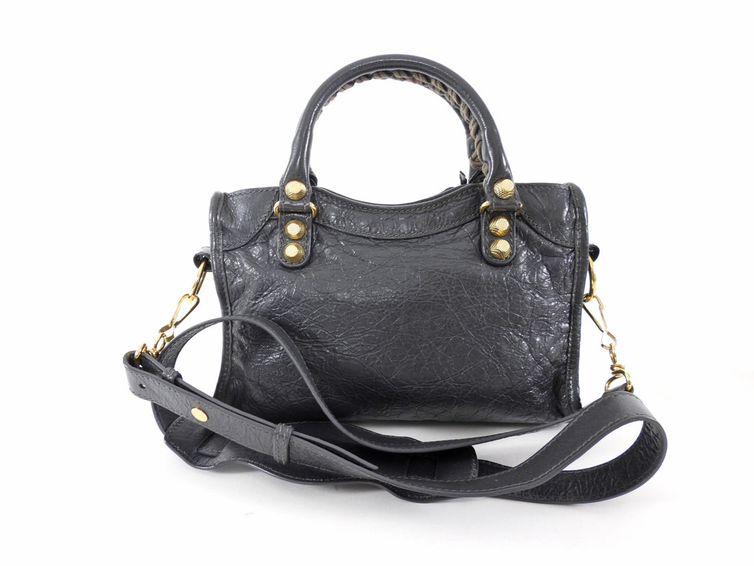 Balenciaga Slate Grey Mini City Bag Gold Giant Hardware