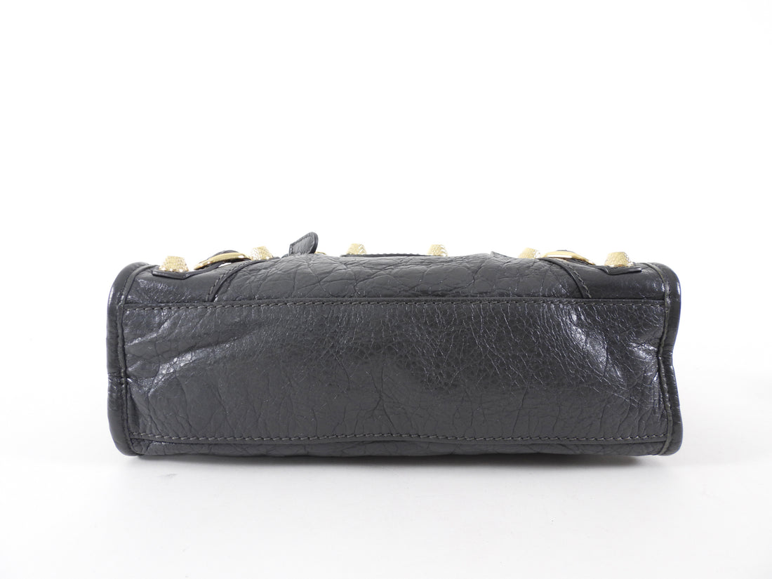 Balenciaga Slate Grey Mini City Bag Gold Giant Hardware