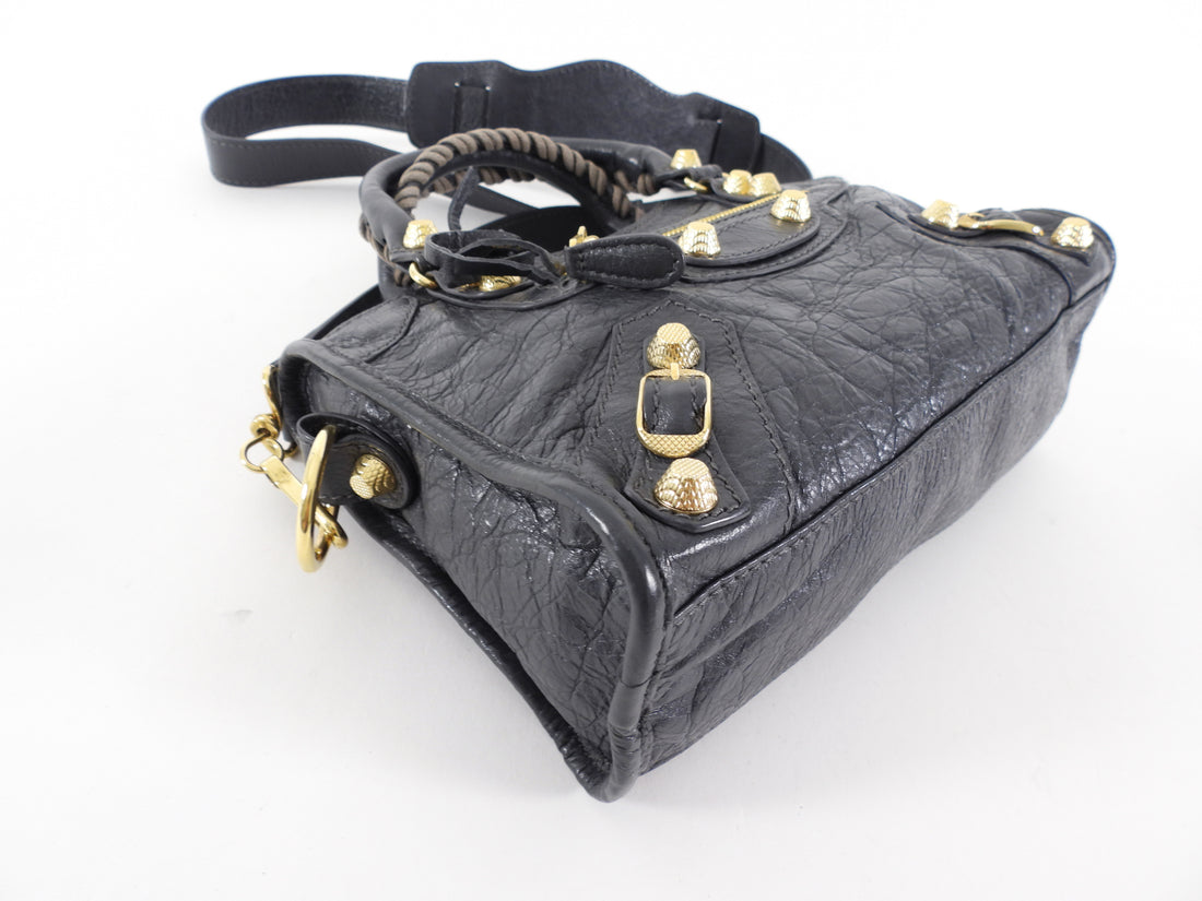 Balenciaga Slate Grey Mini City Bag Gold Giant Hardware