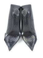 Balenciaga Black Leather Fringe Logo Knife Pump - 37