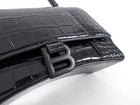Balenciaga  All Black Croc Embossed Hourglass XS Bag