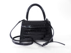 Balenciaga  All Black Croc Embossed Hourglass XS Bag