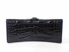 Balenciaga  All Black Croc Embossed Hourglass XS Bag