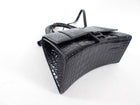 Balenciaga  All Black Croc Embossed Hourglass XS Bag