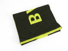 Balenciaga Black and Lime Green Logo Wool Shawl Scarf