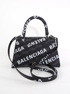 Balenciaga  Black BB Monogram Logo All Over Hourglass XS Bag