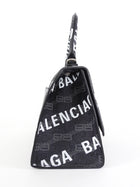 Balenciaga  Black BB Monogram Logo All Over Hourglass XS Bag