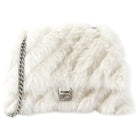 Balenciaga Ivory White Faux Fur Medium Crush Chain Bag