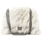 Balenciaga Ivory White Faux Fur Medium Crush Chain Bag