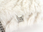 Balenciaga Ivory White Faux Fur Medium Crush Chain Bag