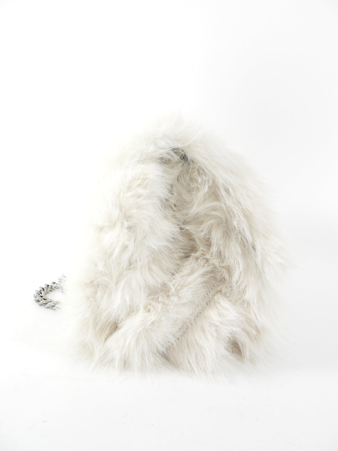 Balenciaga Ivory White Faux Fur Medium Crush Chain Bag