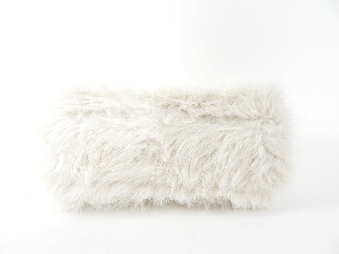 Balenciaga Ivory White Faux Fur Medium Crush Chain Bag
