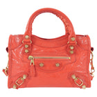 Balenciaga Tomato Red Lambskin Mini City Two Way Bag GHW