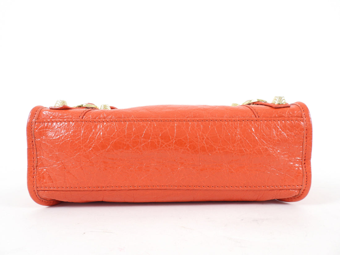Balenciaga Tomato Red Lambskin Mini City Two Way Bag GHW