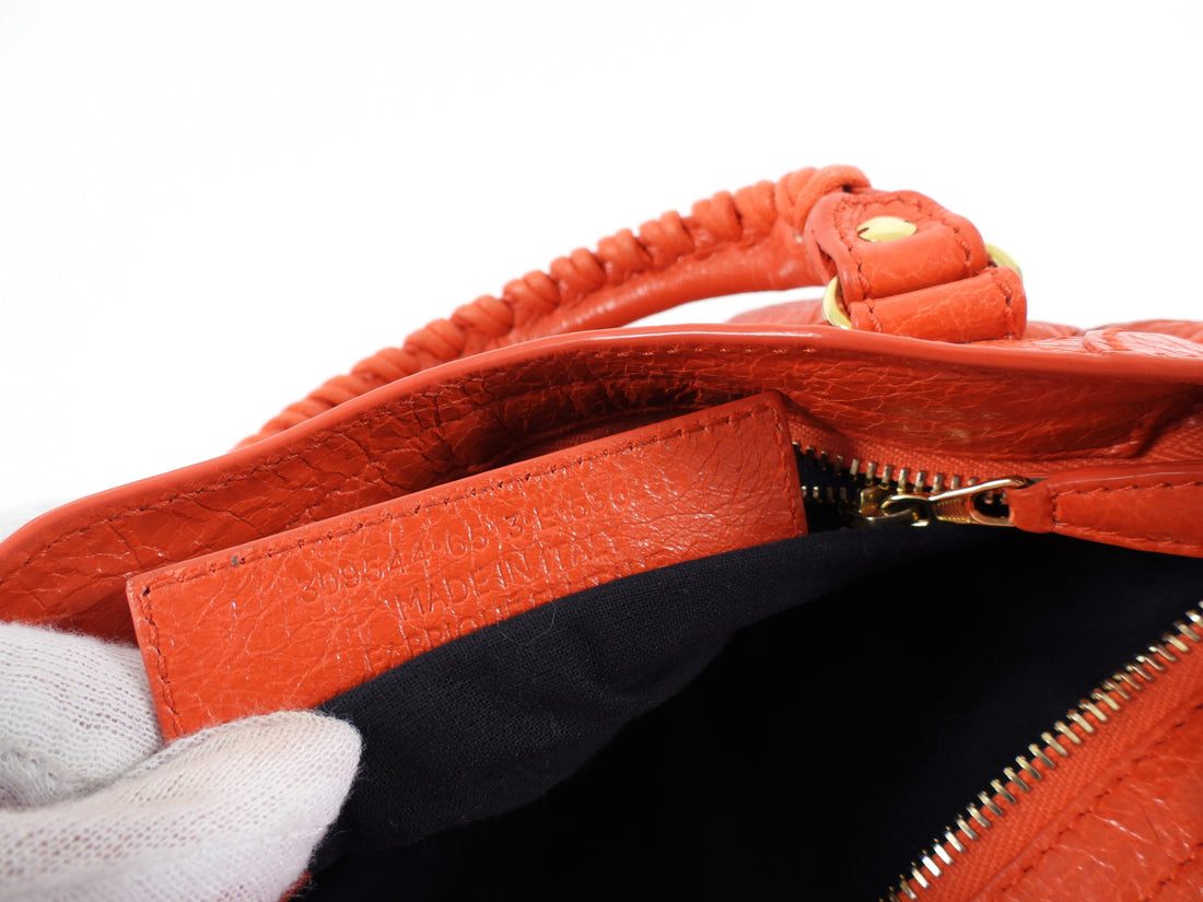 Balenciaga Tomato Red Lambskin Mini City Two Way Bag GHW