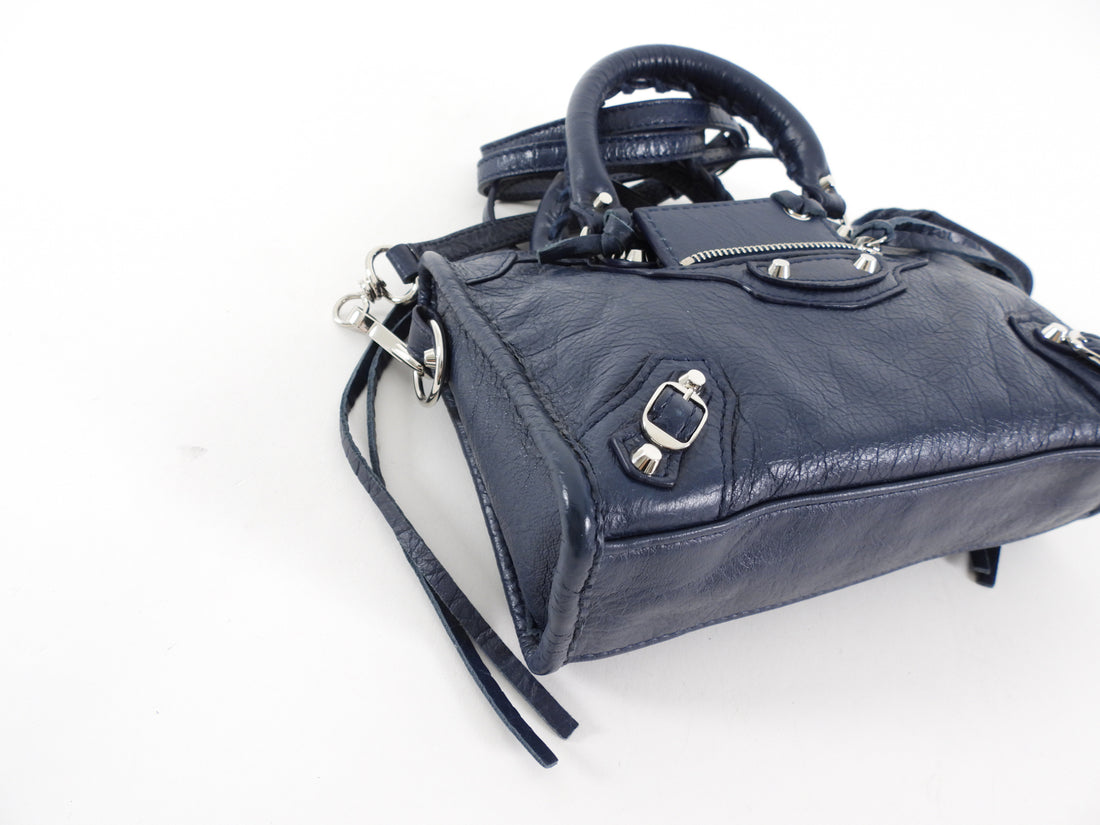 Balenciaga Navy Lambskin Mini Classic City Bag