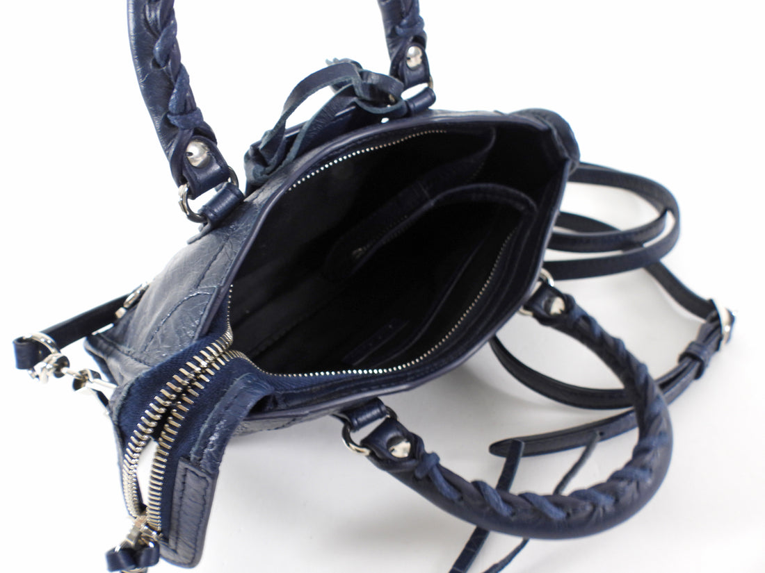Balenciaga Navy Lambskin Mini Classic City Bag