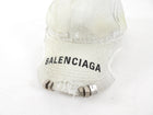 Balenciaga White Distress Notch Nut Baseball Cap Hat