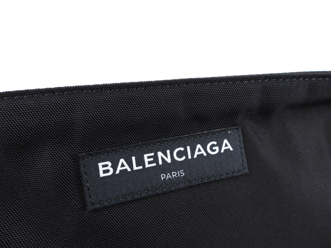 Balenciaga Black Nylon Zip Clutch Pouch Bag