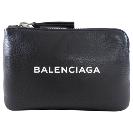 Balenciaga Black and White Logo Everyday Zip Pouch