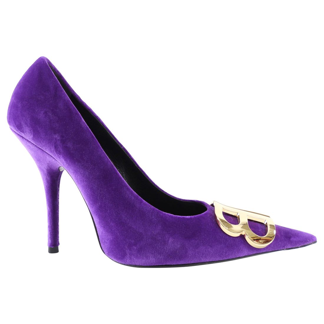 Balenciaga Purple Velvet Gold BB Knife Pumps - 37 / 7