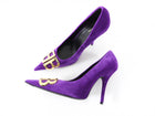 Balenciaga Purple Velvet Gold BB Knife Pumps - 37 / 7