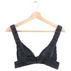 Brunello Cucinelli Charcoal Grey Raffia Straw Crop Bra Top - XS