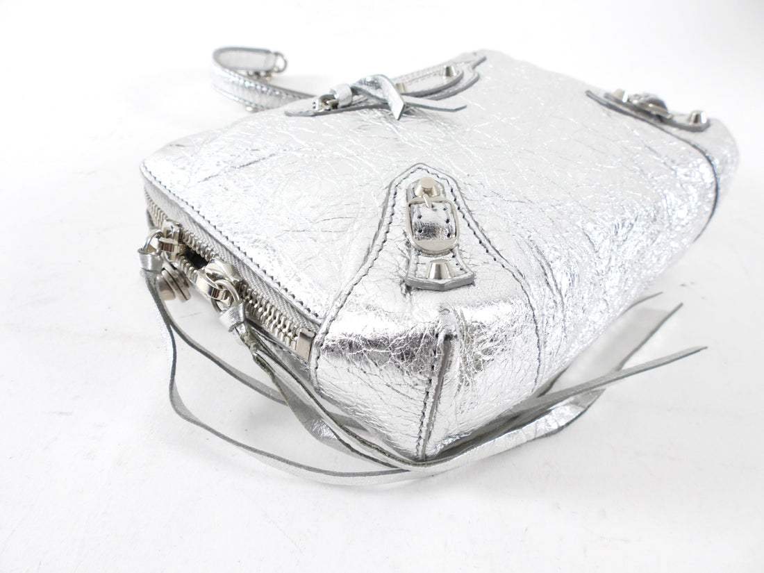 Balenciaga Silver Metallic Reporter Chain Crossbody Bag