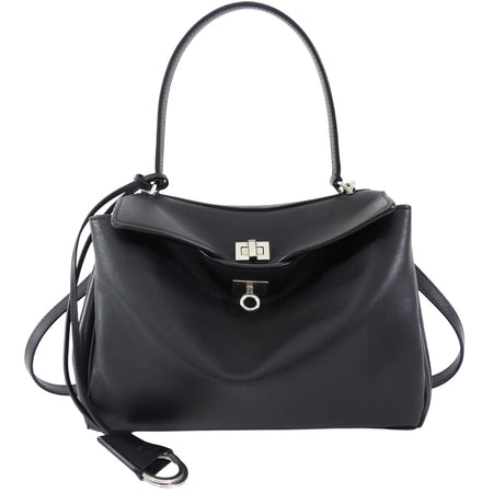 Balenciaga Small Black Leather Rodeo Two-Way Tote Bag