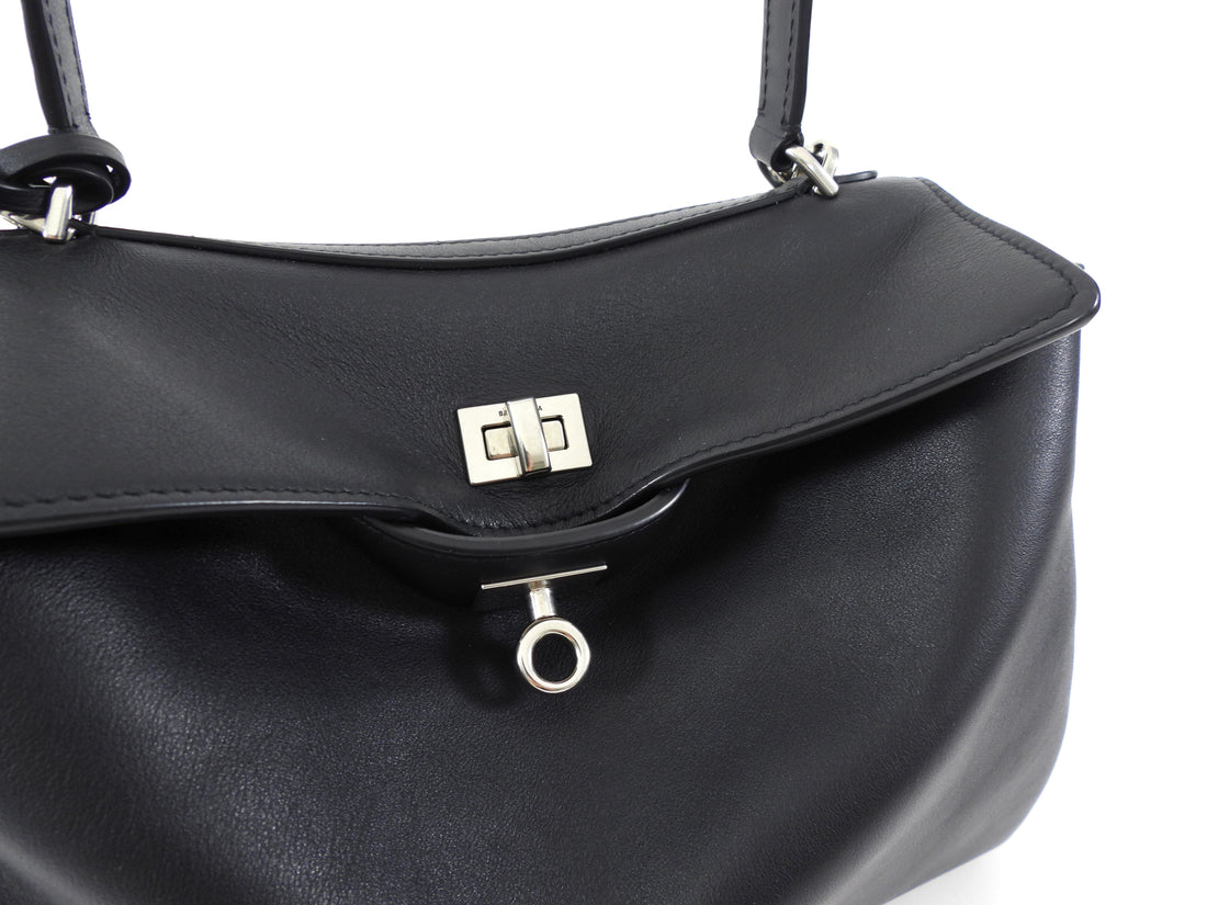 Balenciaga Small Black Leather Rodeo Two-Way Tote Bag