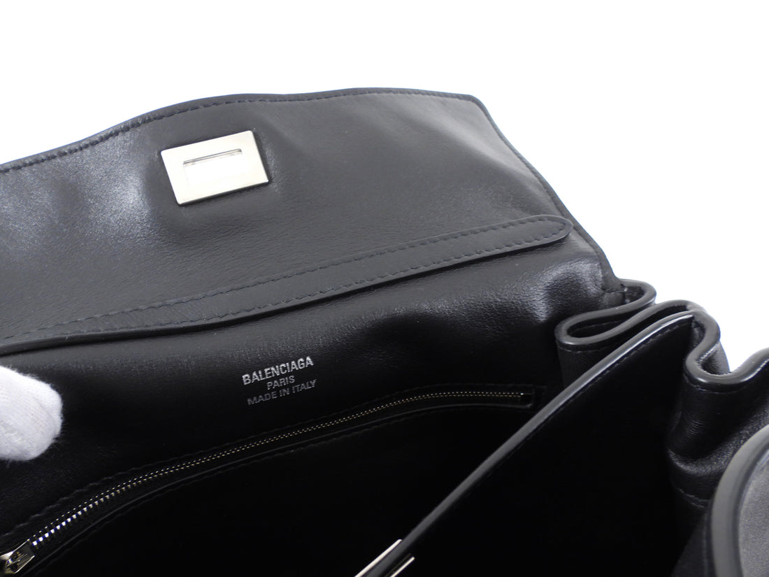Balenciaga Small Black Leather Rodeo Two-Way Tote Bag