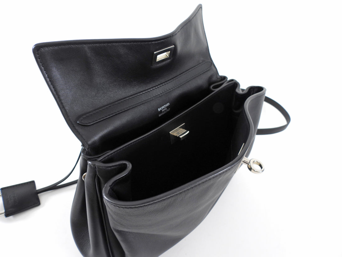 Balenciaga Small Black Leather Rodeo Two-Way Tote Bag