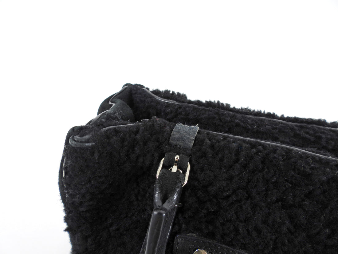 Balenciaga Black Shearling and Suede Papier Mini Tote Bag