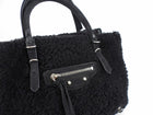 Balenciaga Black Shearling and Suede Papier Mini Tote Bag